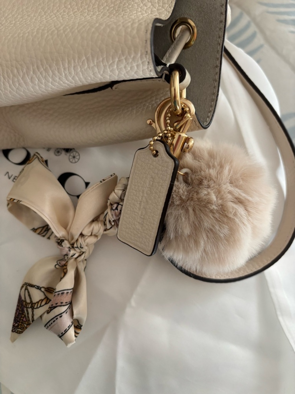 Coach Cream Pebbled Leather Drawstring Crossbody Bag - Picture 13 of 13